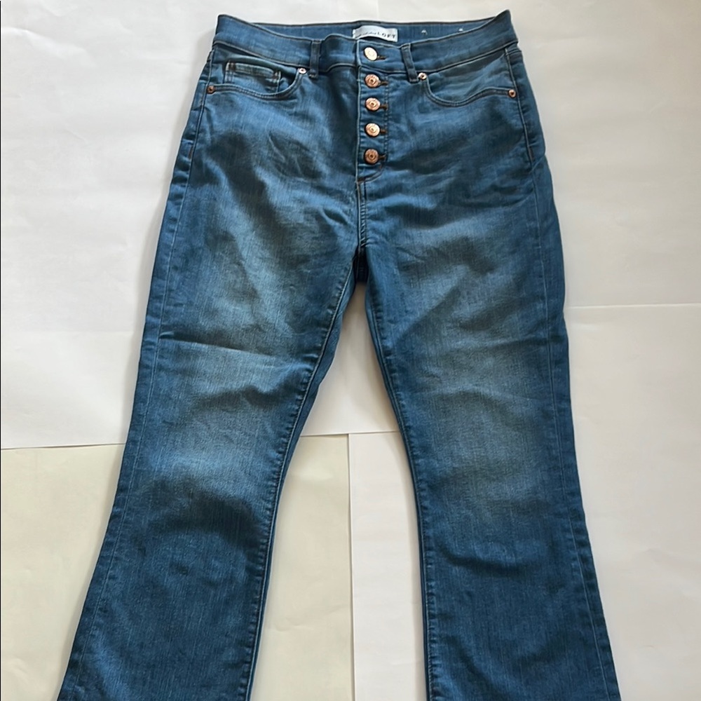 LOFT Blue Flare Wide Leg Jeans with Timeless Appeal woman 4/27 Denim Pant retro